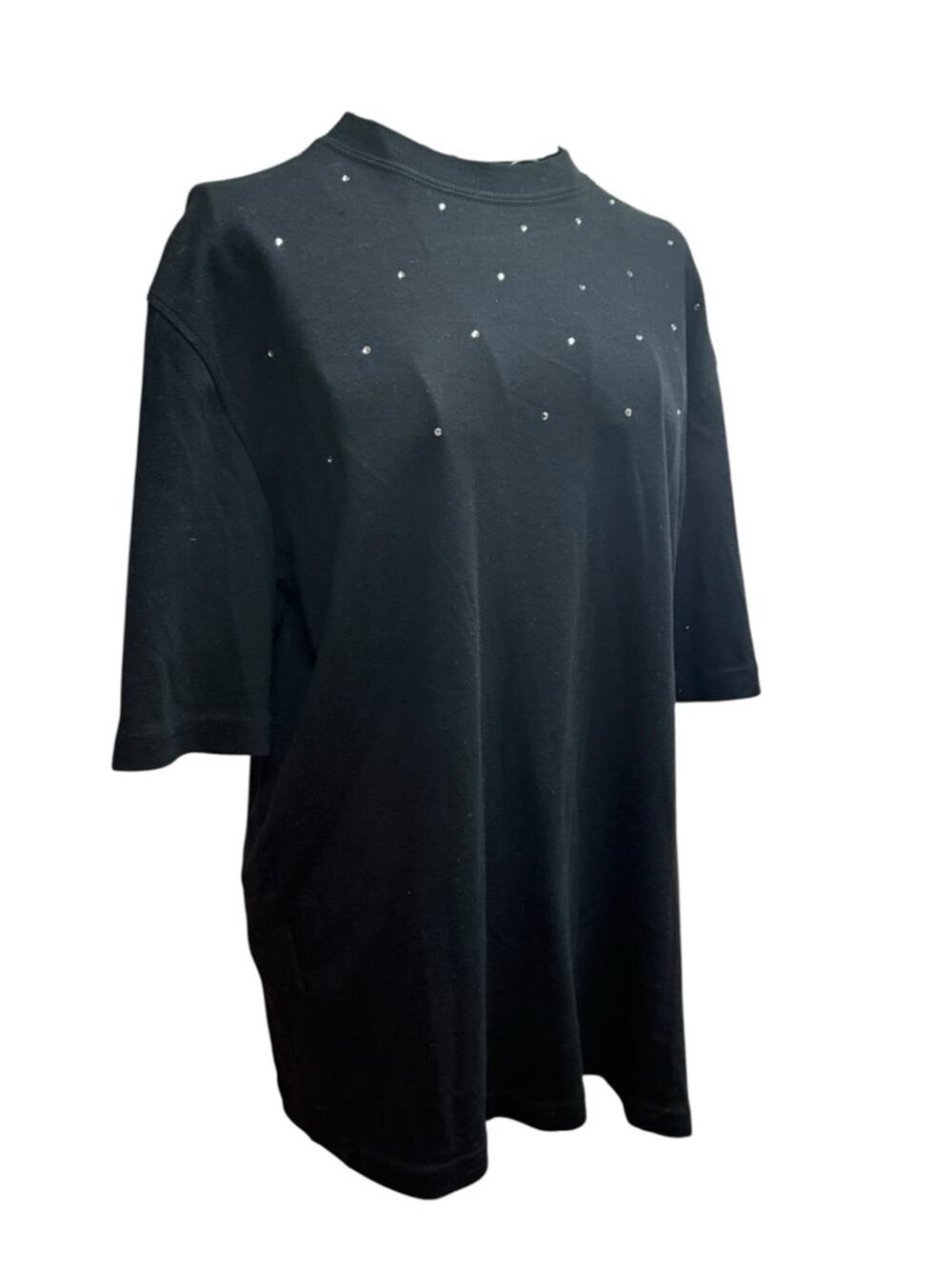 Mili Designs Black Short-Sleeve Top with Rhinestone Detail 1X